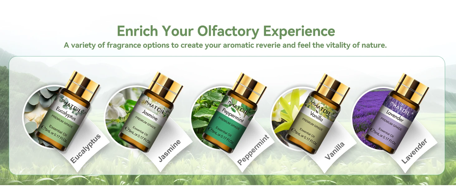 PHATOIL 15pcs x 5ml Essential Oil Gift Set For Aromatherapy Diffuser Lavender Peppermint Eucalyptus Lemon Cinnamon Vanilla Rose Aroma Essential Oils For Soap & Candle Making