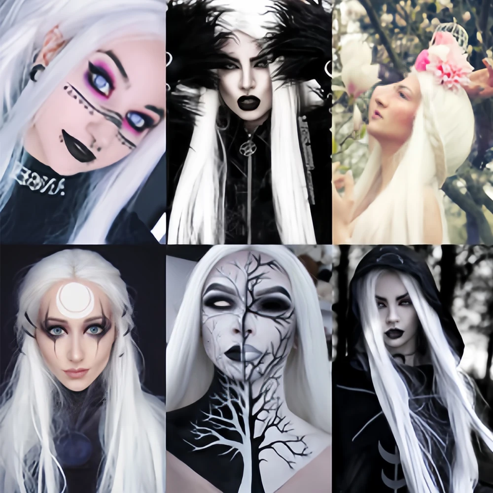 White Wig Straight Synthetic Lace Frontal Wigs for Women Ready to Wear Long White Wig Cosplay Snow White Colored Wigs for Women view 2