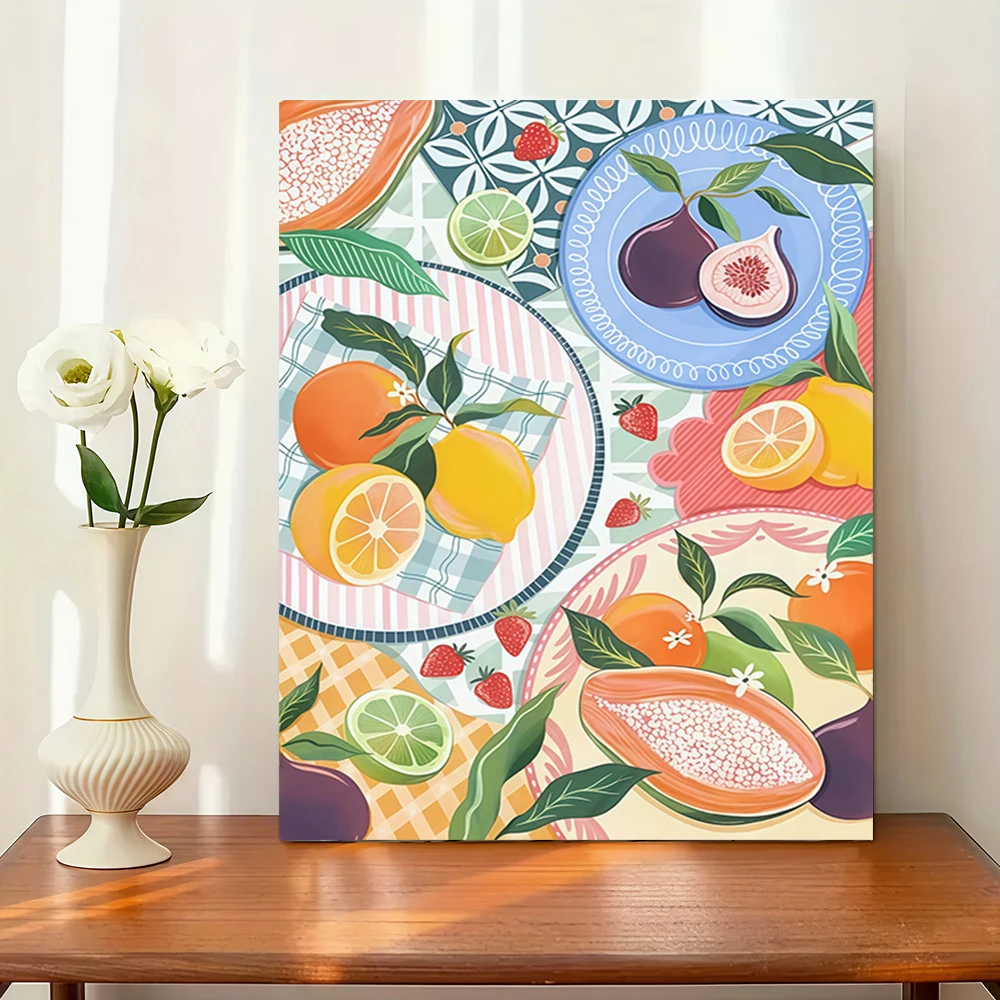 1PCS Assorted Fruits on the Table   DIY Acrylic Digital Painting Kit For Beginners Home Wall Decor Frame Not Included