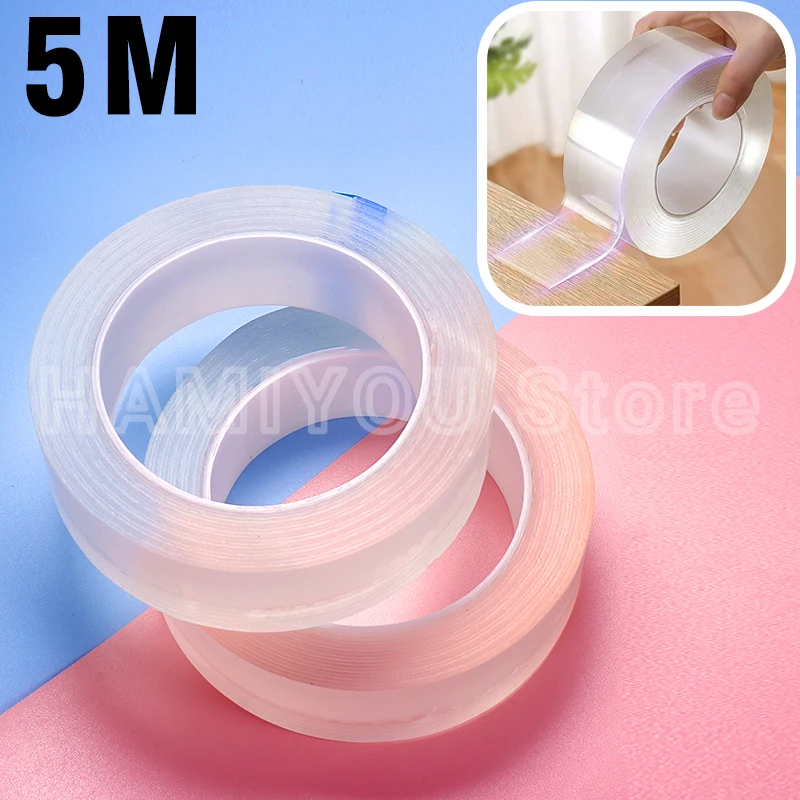 

5M Long Strong Double-sided Adhesive Nano Non-marking Transparent Acrylic Tape Home Appliances Wall Stickers Home Improvement