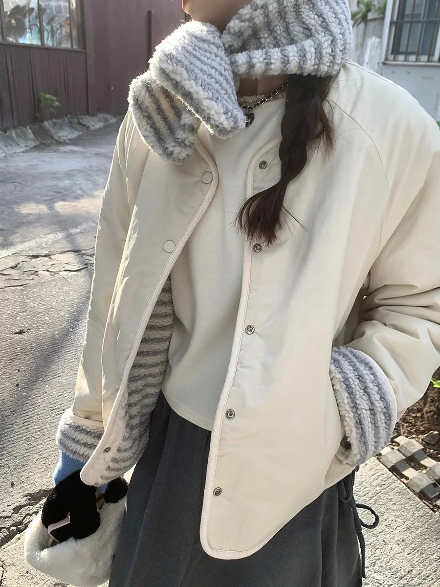 

Двусторонняя одежда Thiened Fce Cotton Jaet, женское зимнее корейское студенческое пальто небольшого размера, теплое хлопковое пальто, верхняя одежда