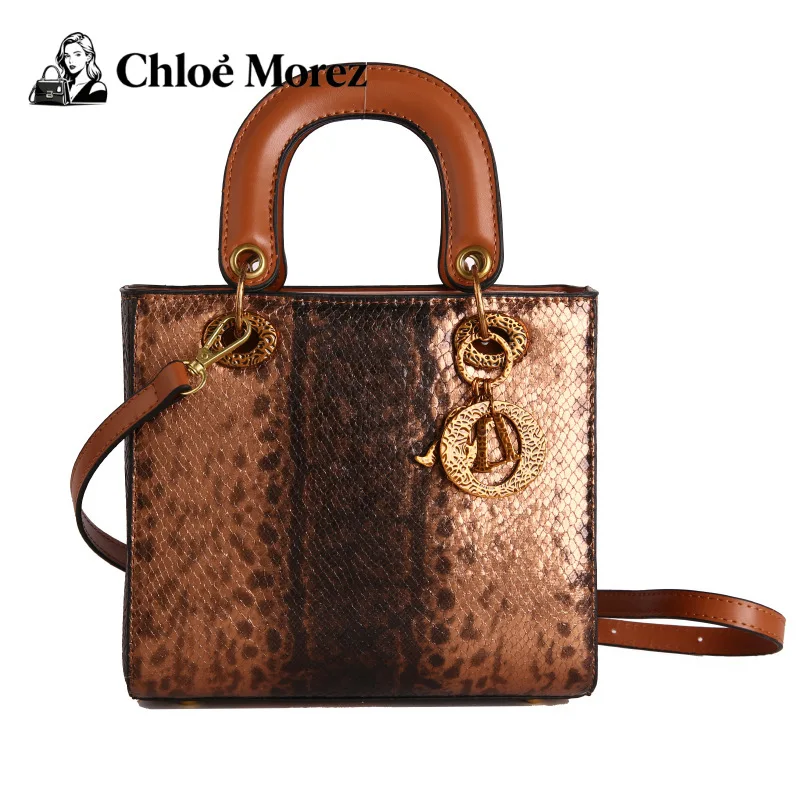 

Snake Patterned Diana Handbag, Women's Fashionable Retro Handbag, Niche and Versatile Crossbody Tote Bag