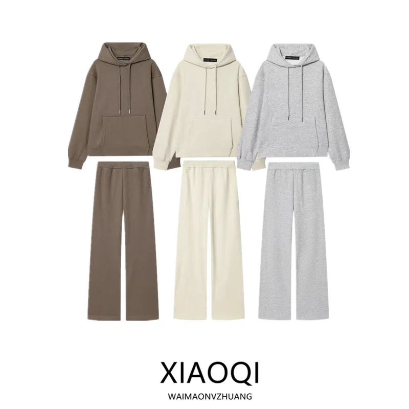 

Свободный крой, круглая толстовка с капюшоном Ne Long Sve, комплект из толстовки и брюк, Новое поступление, женская модная осень 2021, повседневная спортивная одежда