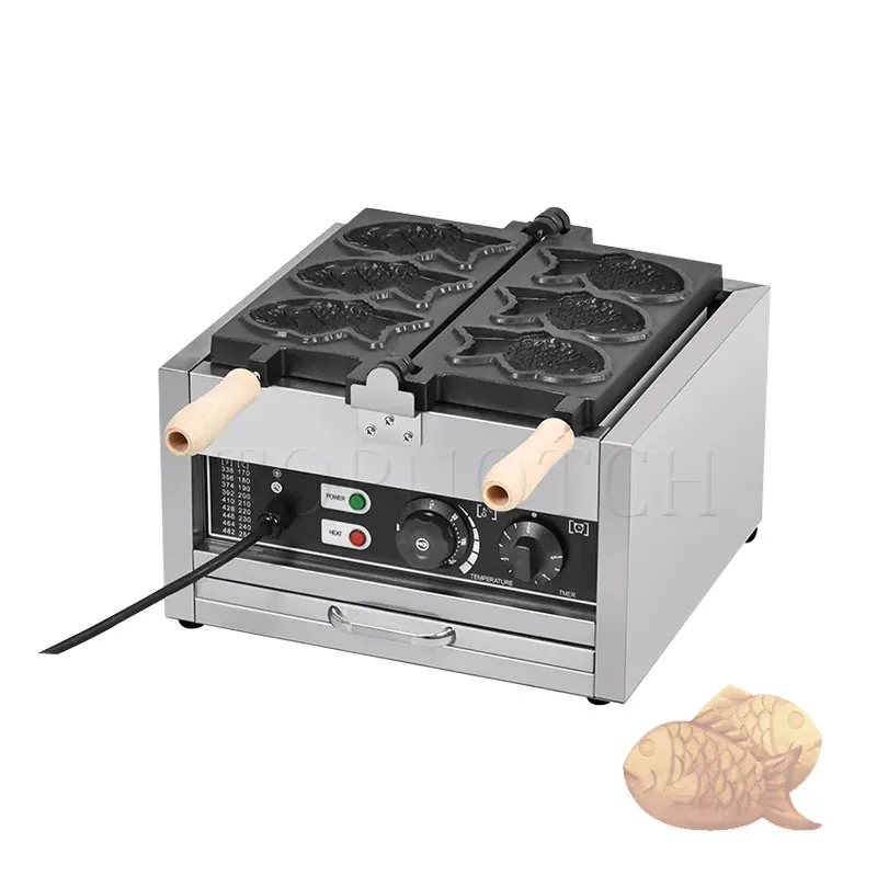 Commercial 3 PCS Electric Close Mouth Ice Cream Taiyaki Machine Fish Shape Waffle Maker Machine Cake Oven