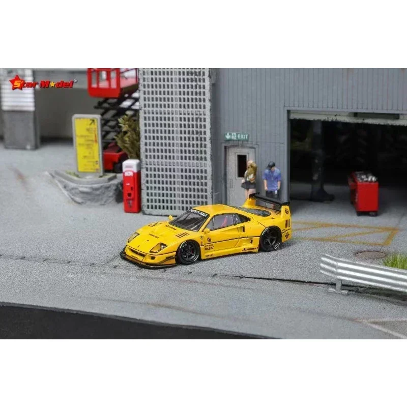 

STAR In Stock 1:64 LBWK F40 Opened Hood Black Yellow Diecast Car Model Collect Toys