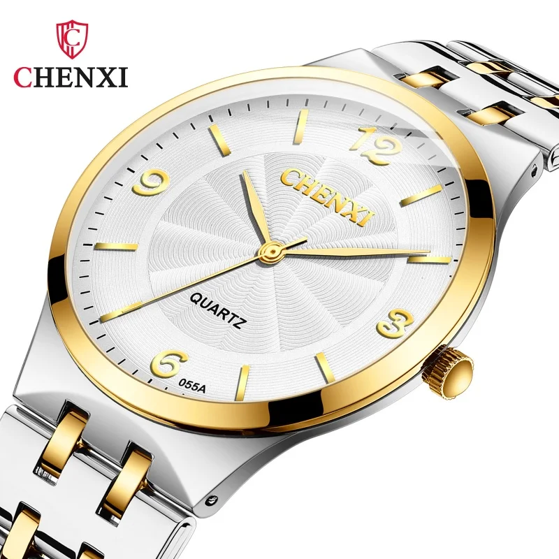 CHENXI 055A Brand Couple Quartz Watch Thin Waterproof Simple Men Clock Women Wristwatch Fashion Lover Casual Business Watches