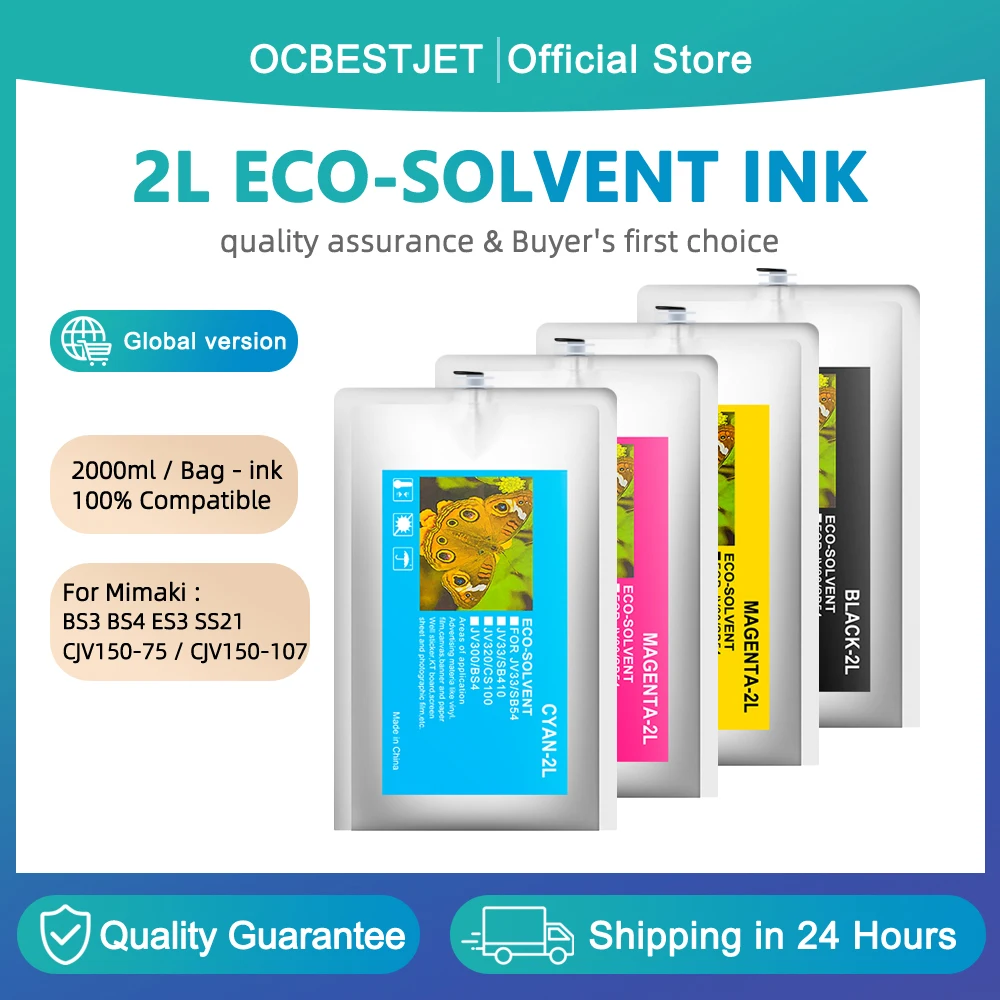 2L Eco-solvent ink for Mimaki BS3 BS4 ES3 SS21 CJV150-75 CJV150-160 JV300-130 / 160  JV150-130  JV150-160 printer without chip