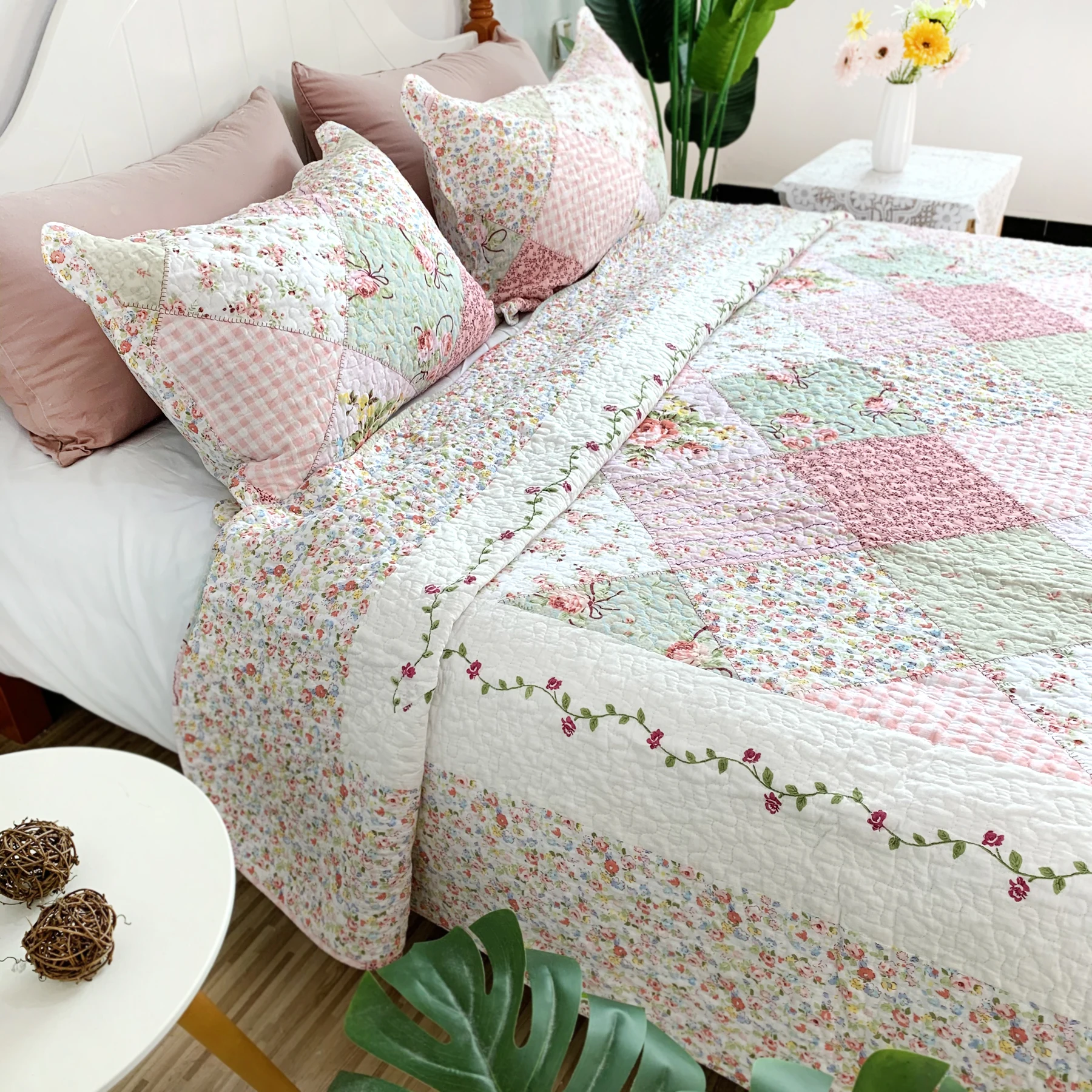 

Летнее одеяло из чистого хлопка, корейское прошитое покрывало, комплект постельного белья, пододеяльник с цветочным узором, пододеяльник