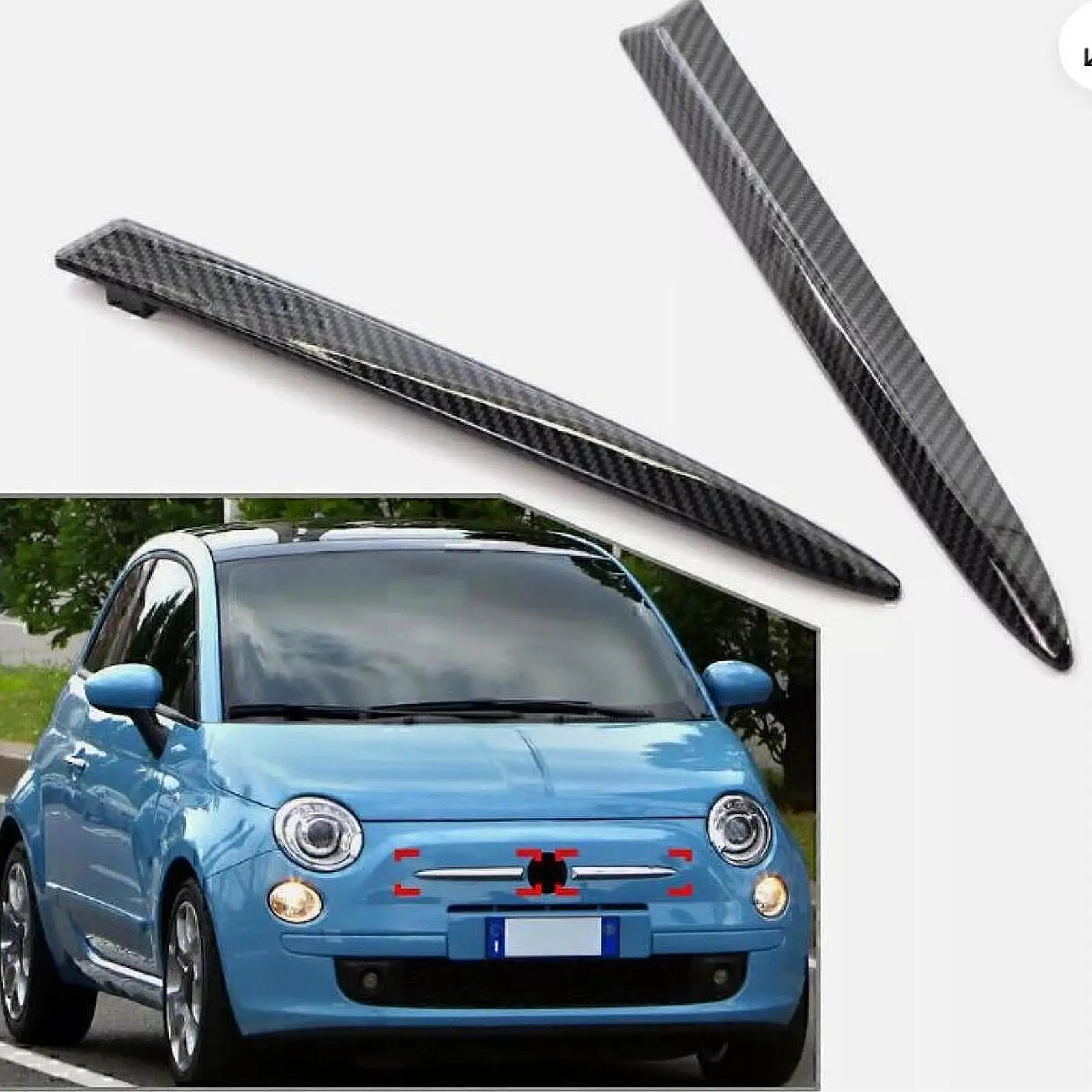 

2x Front Bumper Moulding Trim Strips 735455041 Protector for Fiat 500