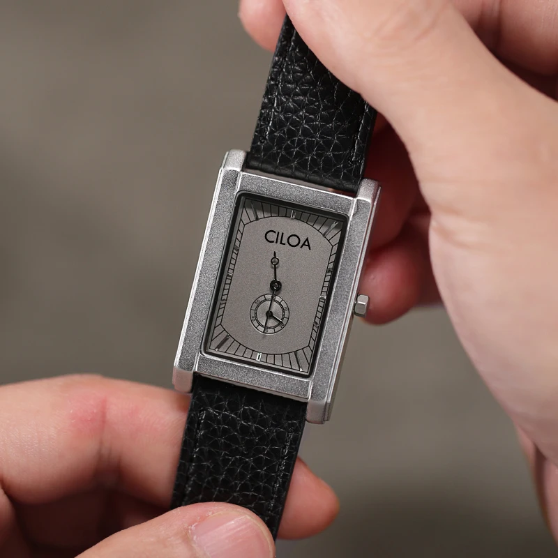 CILOA square casual simple watch men's trendy fashion brand genuine light luxury gift high quality quartz watch