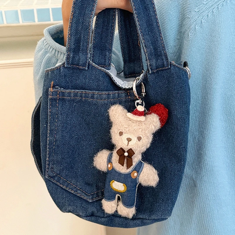 Urso dos desenhos animados brinquedo de pelúcia chaveiro dos desenhos animados filhote de cachorro macio pelúcia boneca pingente chaveiro do carro mochila saco decoração presente do miúdo