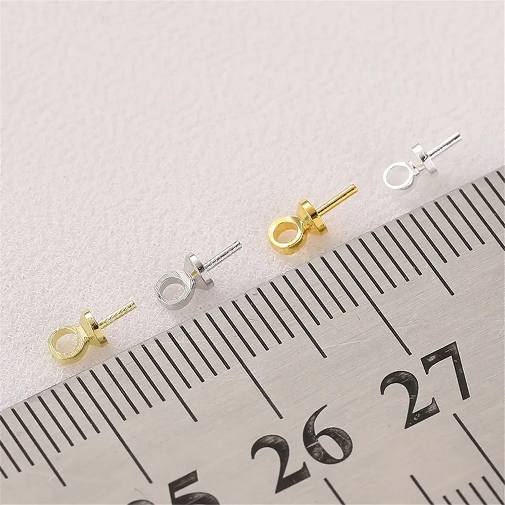 14K Goud Half Gat Schapenoog Naald Parel Cap Hanger Naald Handgemaakte DIY Armband Ketting Sieraden Materiaal Accessoires
