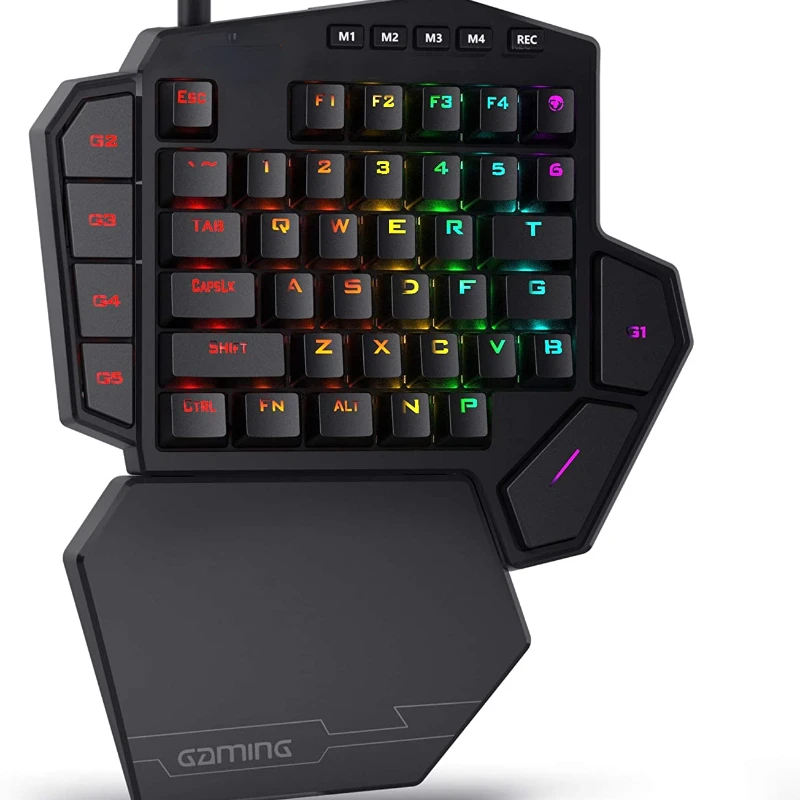 K585 One-Hand RGB Mechanical Gaming Keyboard Keypad 7 Onboard With 42 Macro Keys Removable Wrist Rest