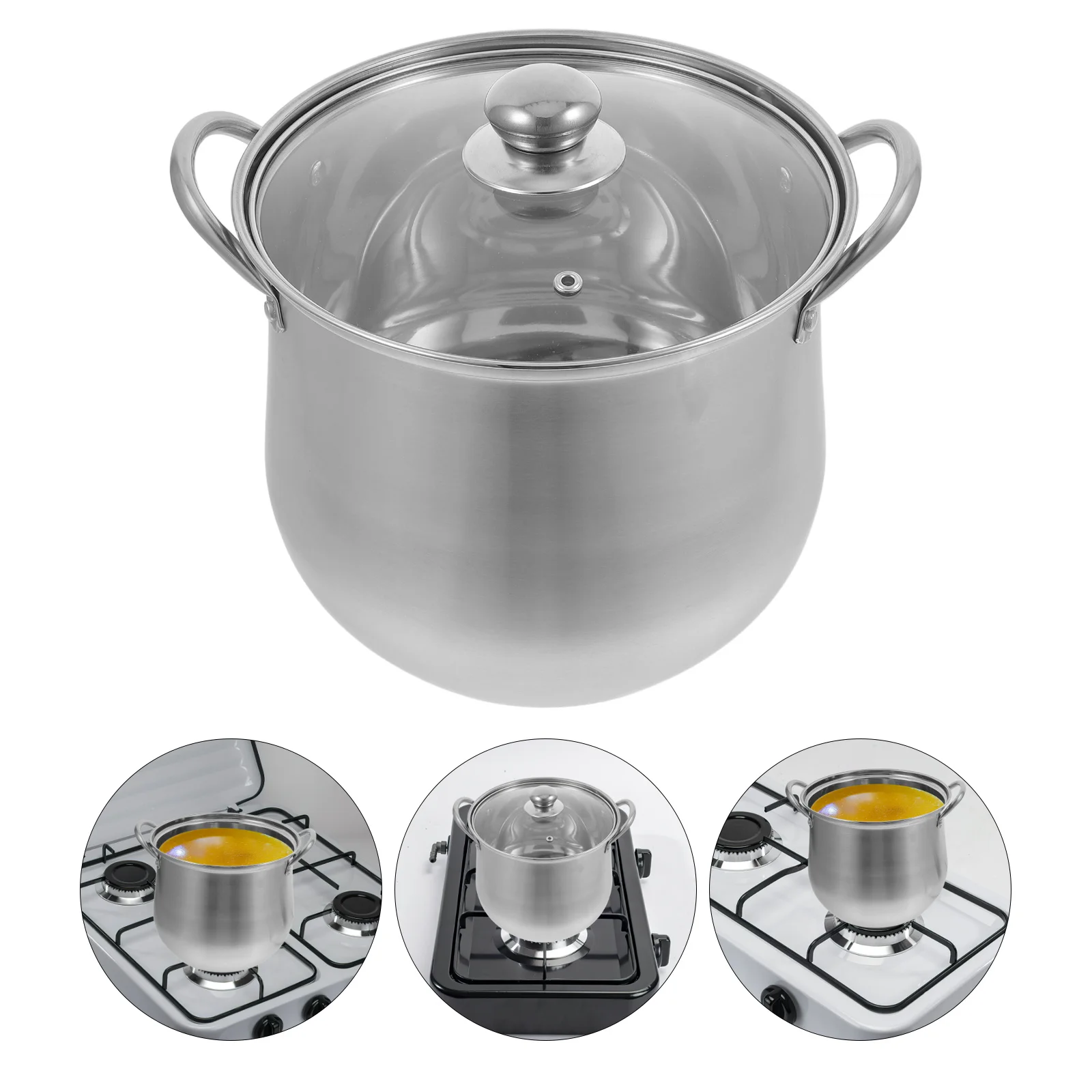 

Stainless Steel Stockpot High Waist Large Capacity Soup Pot Double Handles Cooking Pot for Soup Stew Noodles Easy Clean