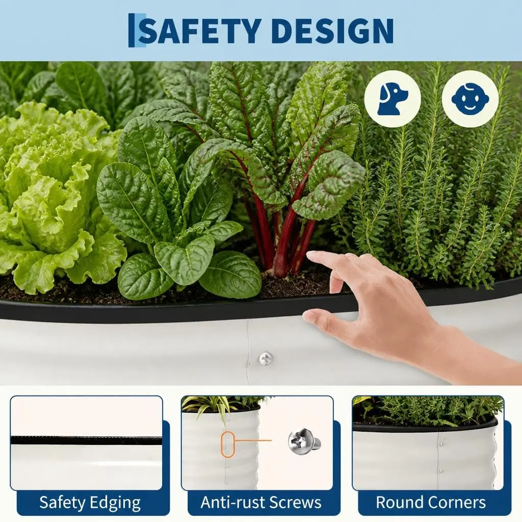 2 Pack 10x4x1.5ft Galvanized Raised Garden Bed, Metal Planter Box