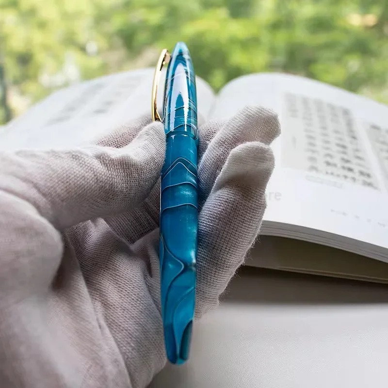 

Refillable A108 Acrylic Torpedo Fountain Pen Gold Nib Calligraphy Art Nib Acrylic Resin Writing Business Office Supplies Gift