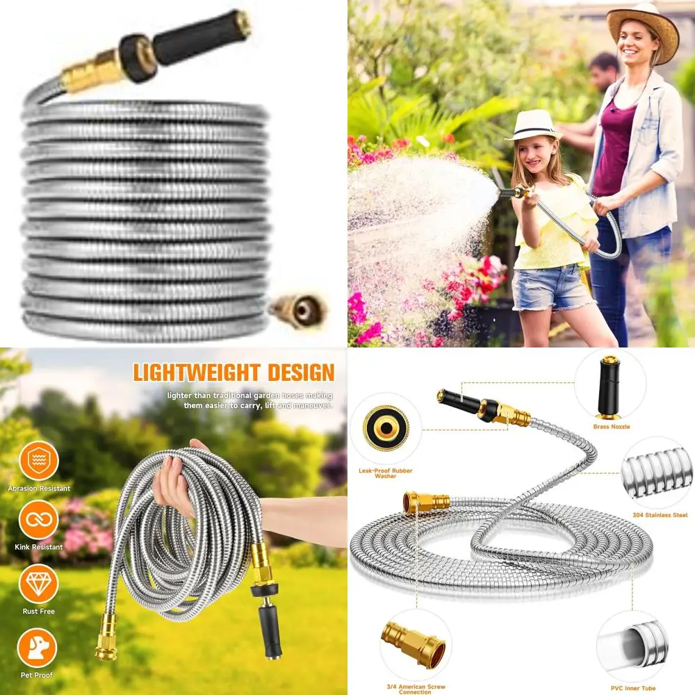 

Expandable Stainless Steel Garden Hose 125 Feet - Durable, Flexible, Leak-Proof, Kink-Free, Explosion Resistant, Long-Lasting Wa