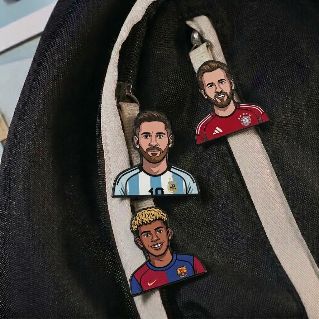 Football Star Metal Enamel Pin Badge Soccer Player Brooch Sport Collectible Lapel Pin Jacket Backpack Fan Gift Souvenir Keepsake view 4