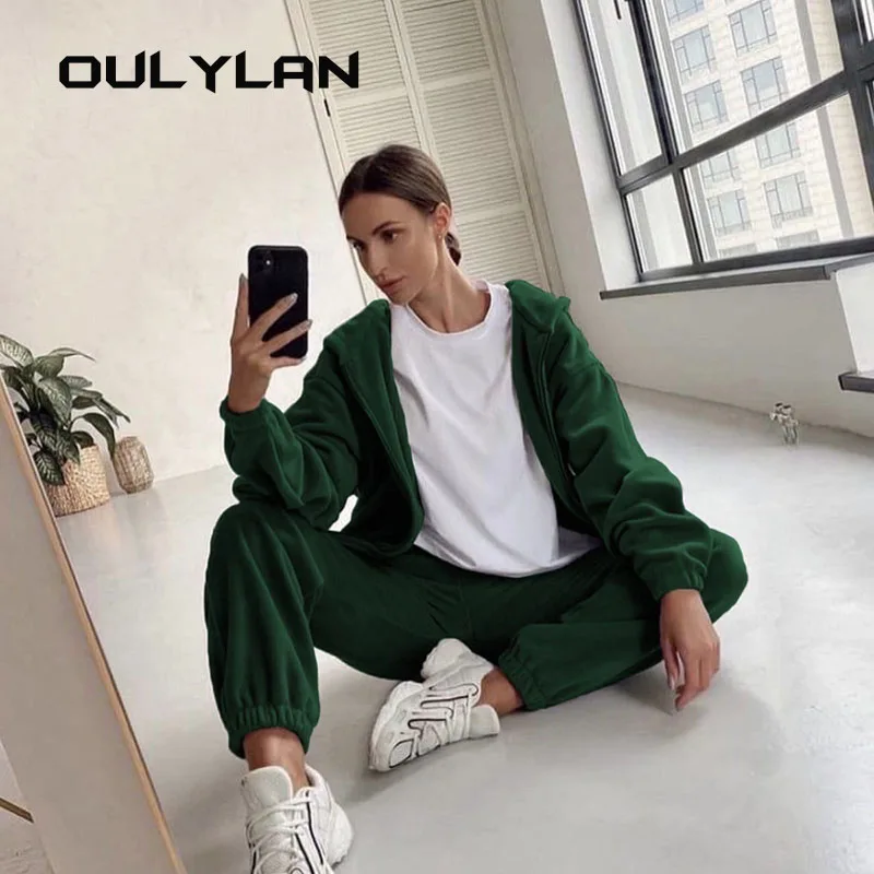 

New Fashion Sports Hoodie Set for Feame 2024 Classics Leisure Women's Clothing Solid Color Zipper Hooded Jacket Top Pants