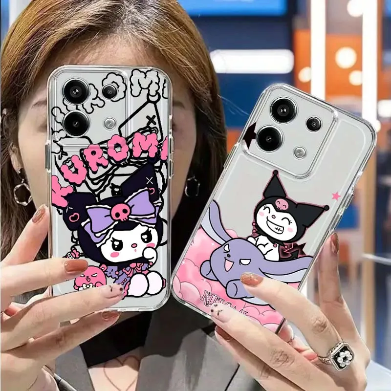 

Purple Pink Kuromi Pattern For Redmi Note 15 14 13 12 12R 11E Pro Plus Turbo 4G 5G Space Shell Phone Case