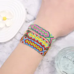 Bohemian Woven Handmade Rainbow Luck Friendship Wrist Strap For Women Braided Cotton Rope Cuff Bracelet Fashion Jewelry Gift