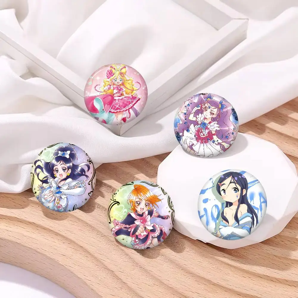 Anime Futari Wa Pretty Cure   Cartoon Brooches Anime Badge Round Handmade Brooch Lapel Pins Jewelry For Backpack Clothes Gifts