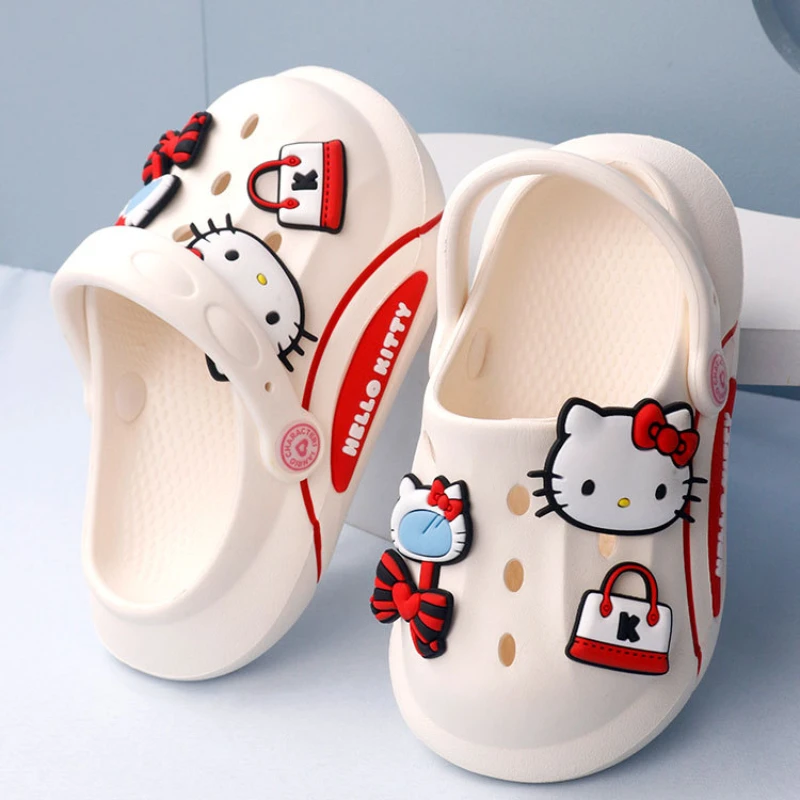 Hello Kitty Children\'s Slippers Girls Fashion Anti-slip Beach Shoes Kids Soft Bottom Home Shoes Garden Shoes Slipper