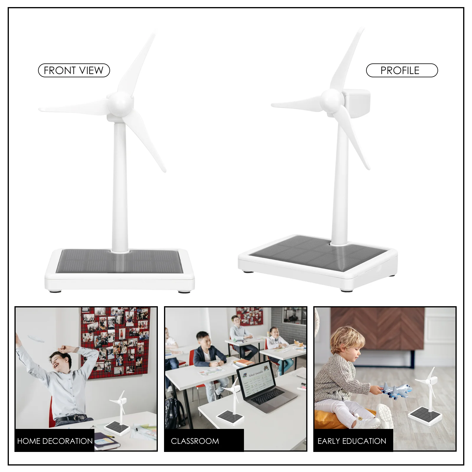 Solar Windmill Mini Kids Experiment Desktop Turbine Model Plastic Science Powered Windmills Child