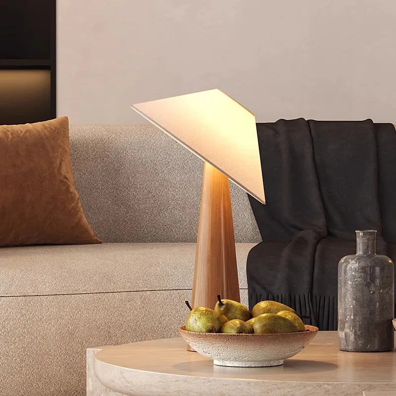 Vintage Style Solid Wood Standing Light Emitting Diode Creative Fabric Shade Table Living Room Study