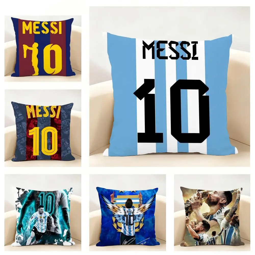Footballer M-M-MessiS Kissenbezug, Leinen-Kissenbezug, weich, für Sofa, Bett, Heimdekoration