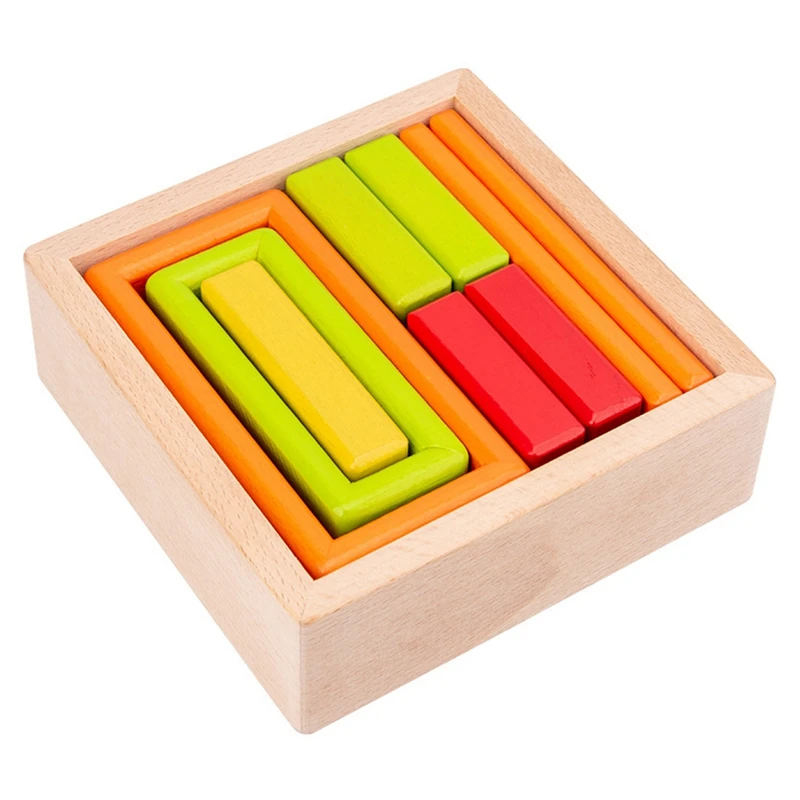 Wooden Rainbow Stacking Game Building Blocks Kids Building Blocks Toy Educational