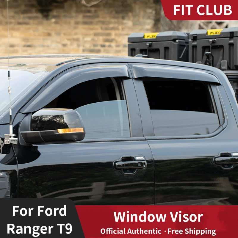 

4pcs Window Visor For 2023 Ford Ranger T9 2024 Wildtrak Sport XLT XLS X Air Deflector thickening Side Window Deflector Visor