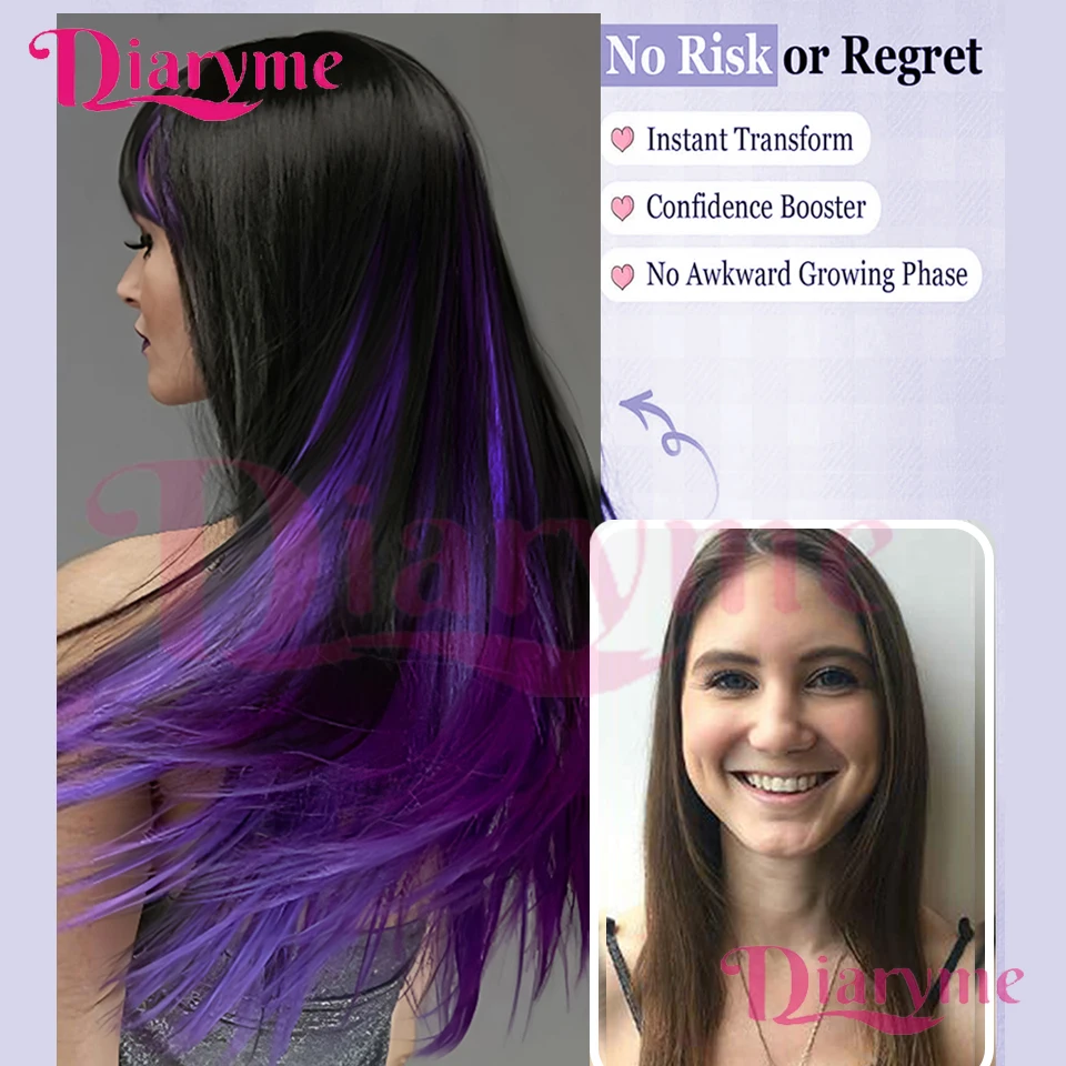 Perruque d'extension de cheveux synthétiques de couleur, 5 pièces, Style Clip BB, adaptée aux filles et aux dames, vêtements de vacances