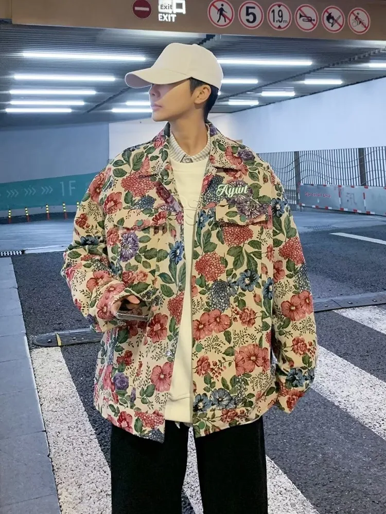

Ретро-куртка с американской цветочной вышивкой для мужчин, весенне-осенняя, модная, брендовая, Haome, высококачественная, для студентов-художников, верхняя одежда