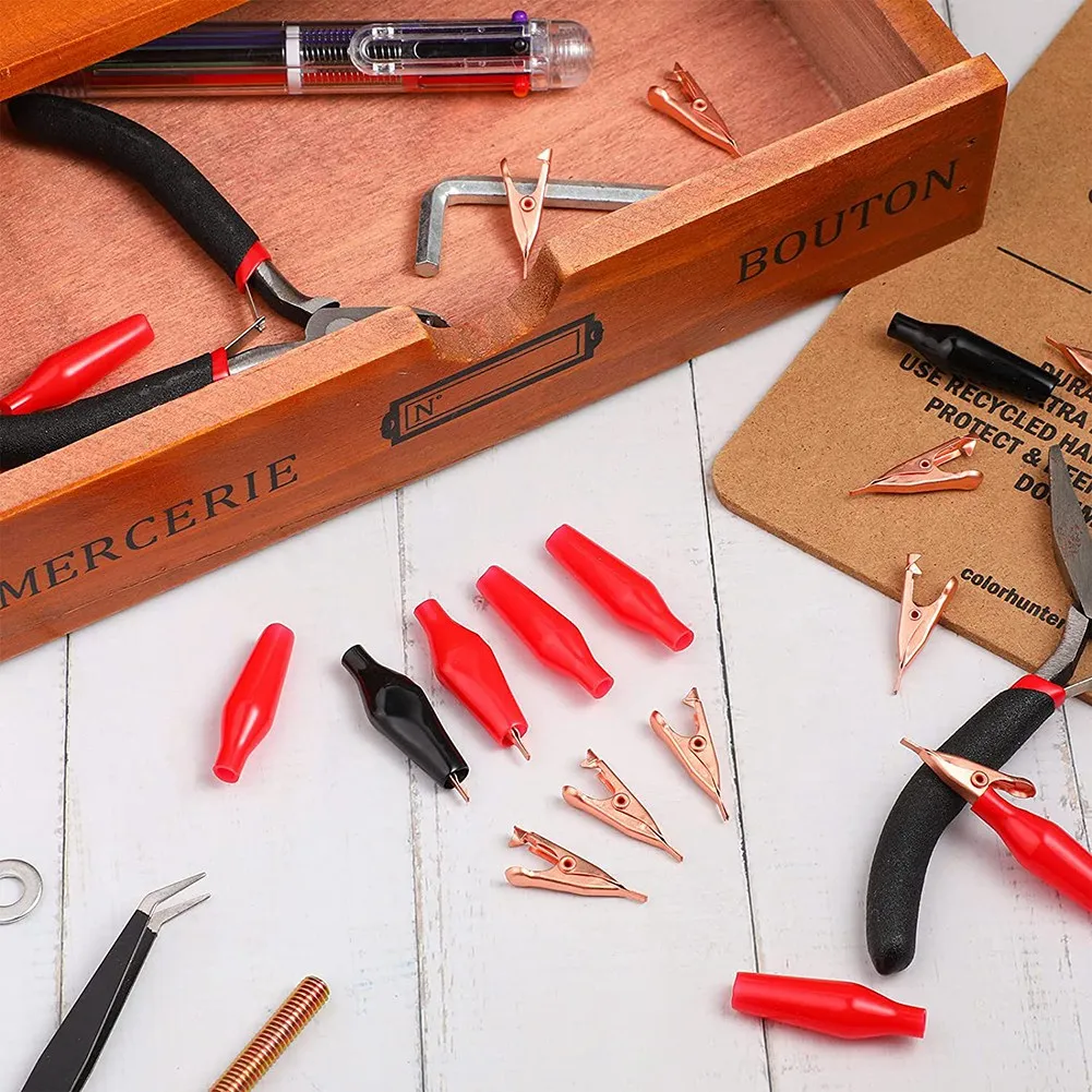 20 mini clip per test a coccodrillo senza denti, clip in rame massiccio elettriche, 5Amp con copertura isolante protettiva per saldatura CALDA