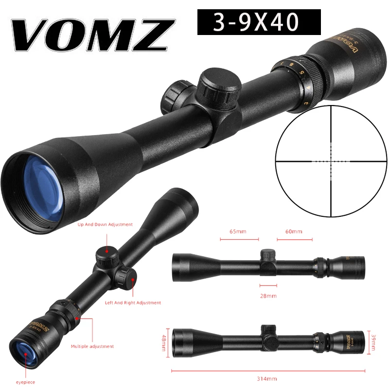 VOMZ 3-9X40 Hunting  tactical Optical sight Wire Reticle Air Rifle Crossbow Mil rifle scope Spotting scope for rifle hunting