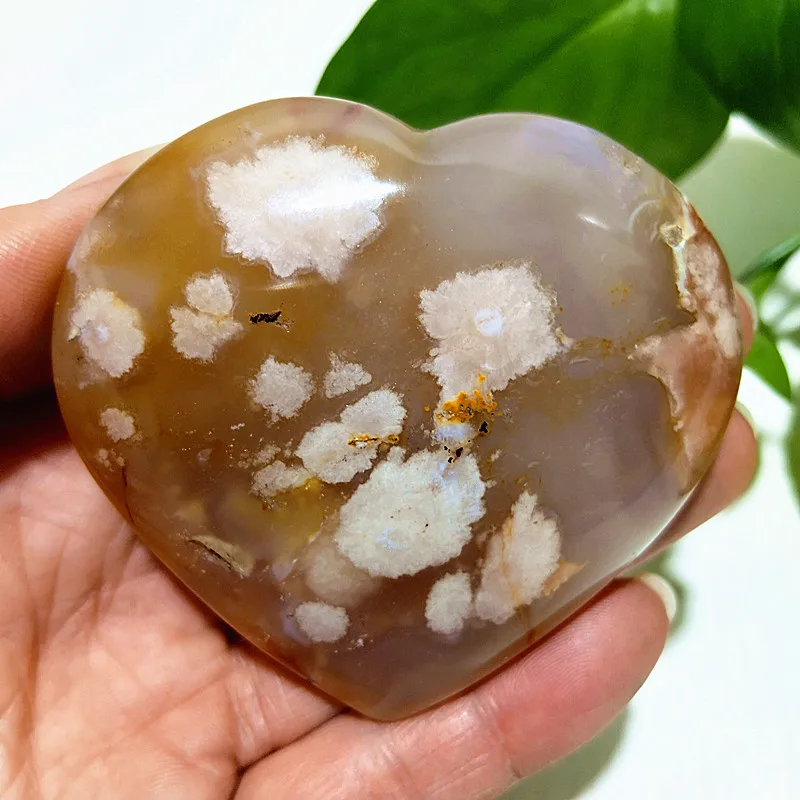 

Natural Stone Pretty Cherry Blossom Agate Heart Magic Meditation Spiritual Energy Healing Feng Shui Crystal Home Decoration