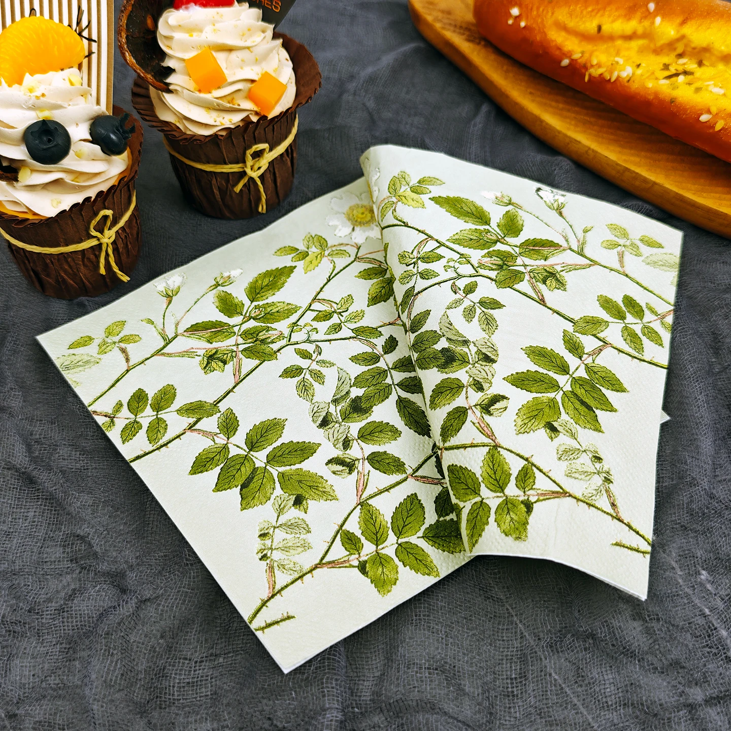 20/50pcs 33*33cm 2ply Foliage Print Napkins for Dining,Baking,Festive Parties,and Wedding Decorations,Perfect for Summer