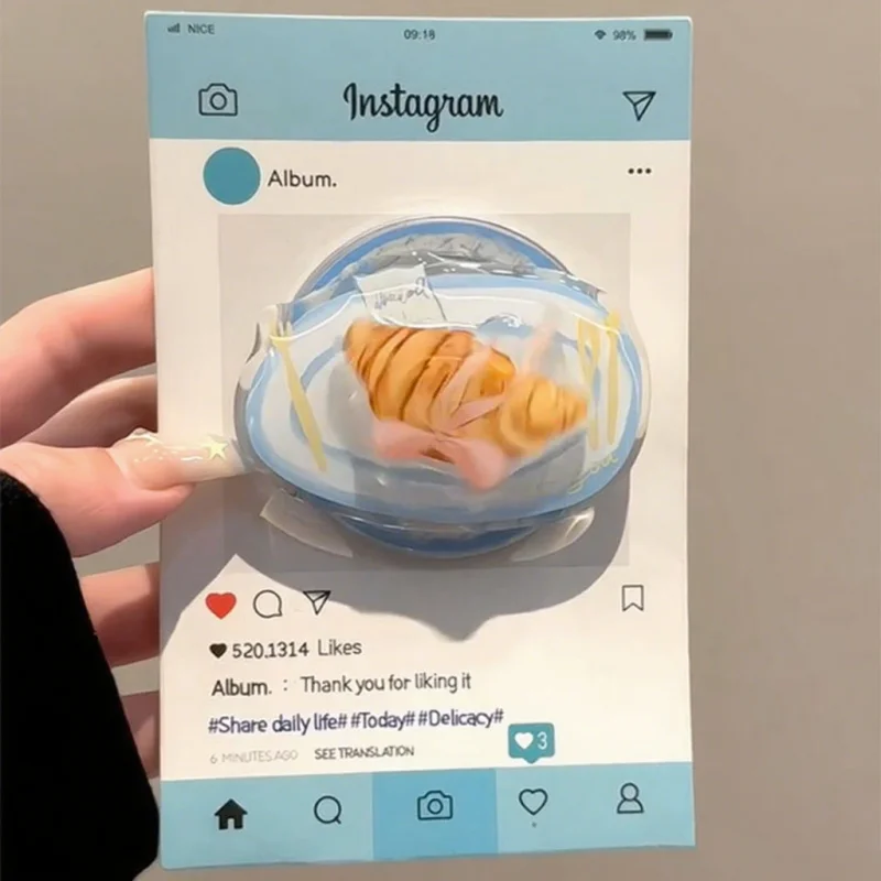 

Корейский мультяшный милый вращающийся магнитный держатель для хлеба, подставка для телефона, ручка Tok GripTok, поддержка iPhone 15, аксессуары Magsafe