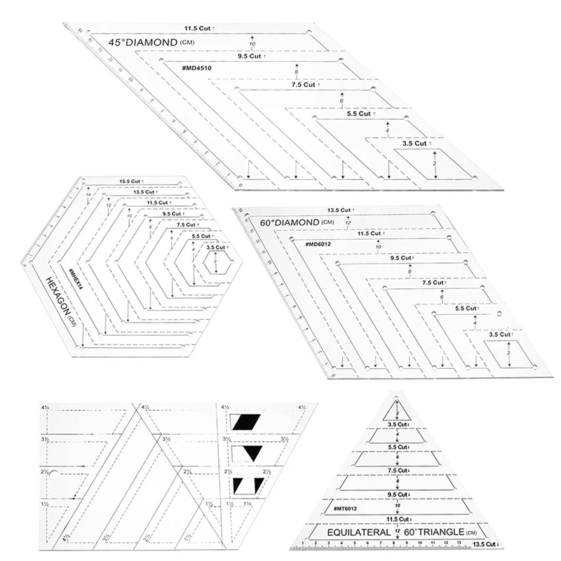 5 Size Acrylic Quilting Ruler Patchwork Ruler Sewing Handmade Drawing Tool Set Patchwork Sewing Cutting Craft Ruler