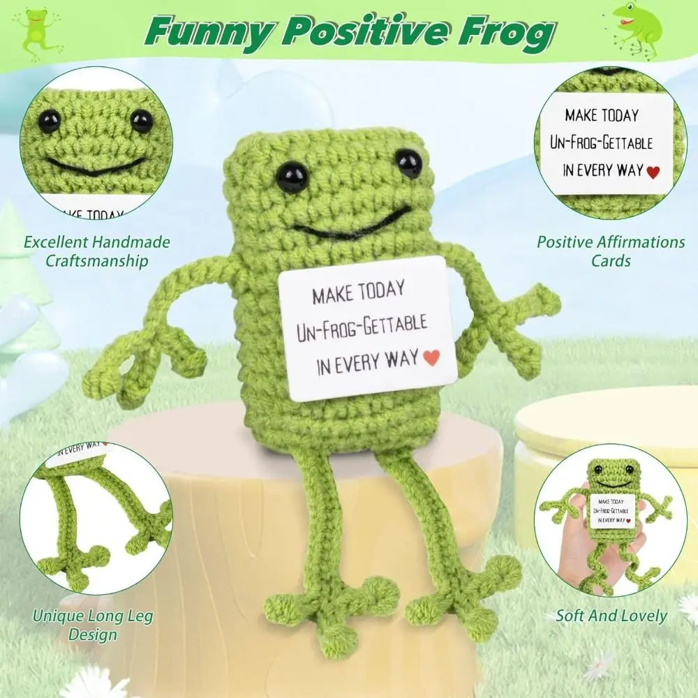 New Funny Positive Frogs Support Frog Gifts Small ornaments Mini Crochet Frogs Soft Handmade Emotional Doll