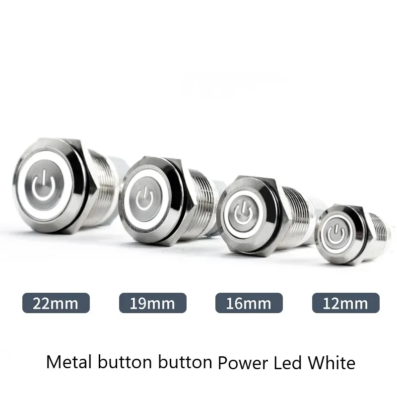 Metal pushbutton switch Self-resetting/self-locking waterproof 5 color colors Optional Ring/Power indicator LED 12/16/19/22 mm