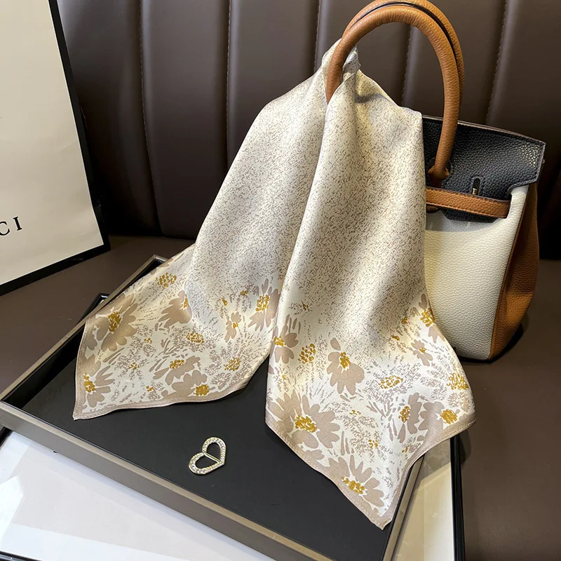 

2024 New self-designed scarves, 100% silk square scarves, 70cm, casual, fashionable, versatile, trendy headwear decoration