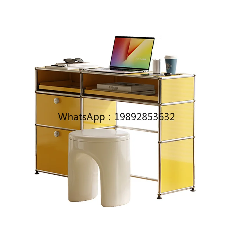 A1  Combination Office Desk Stainless Steel Writing Desk Computer Desk Modern Simple Makeup Vanity Tle