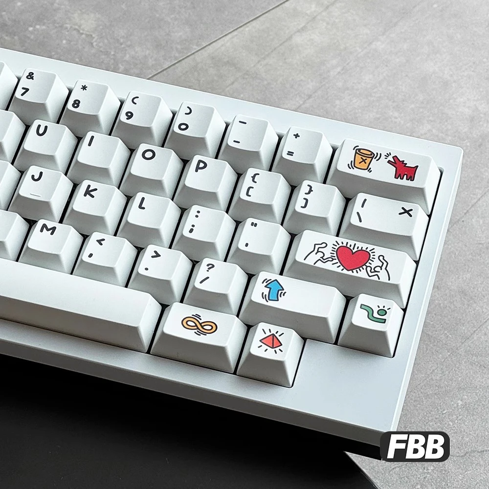 FBB أغطية المفاتيح Wooting Doodle Theme لمفاتيح Cherry Mx لوحة المفاتيح الميكانيكية PBT DIY ملحق لتخطيط 60%، 75%، 80%، 96%، 100%