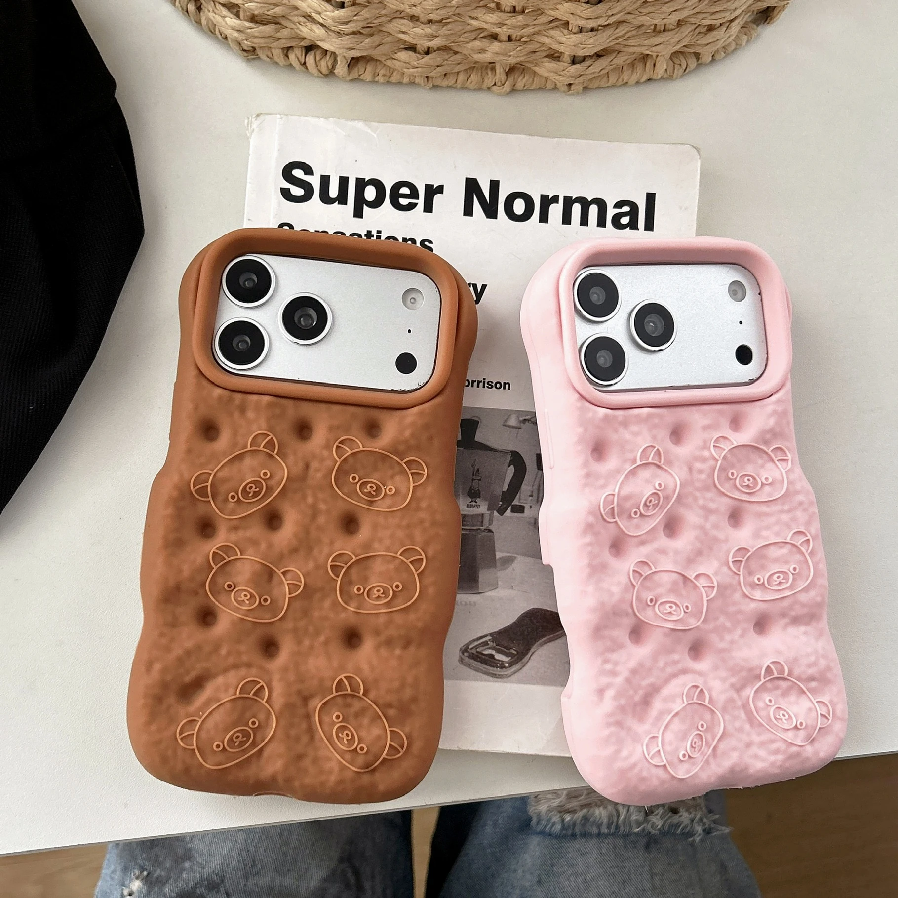 3D Puffed Bread Bear Phone Case, Silicone Protective Cover with Embossed Teddy Bear Pattern for iPhone 17/16/15/14/13/12 Pro Max view 2