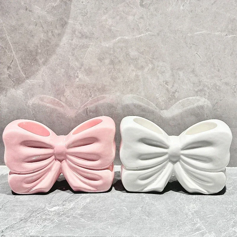 1pc Ceramic Bow Toothbrush Holder Ornament Ceramic Toothbrush, Toothpaste Storage Rack Bathroom Accessories Brush Holder