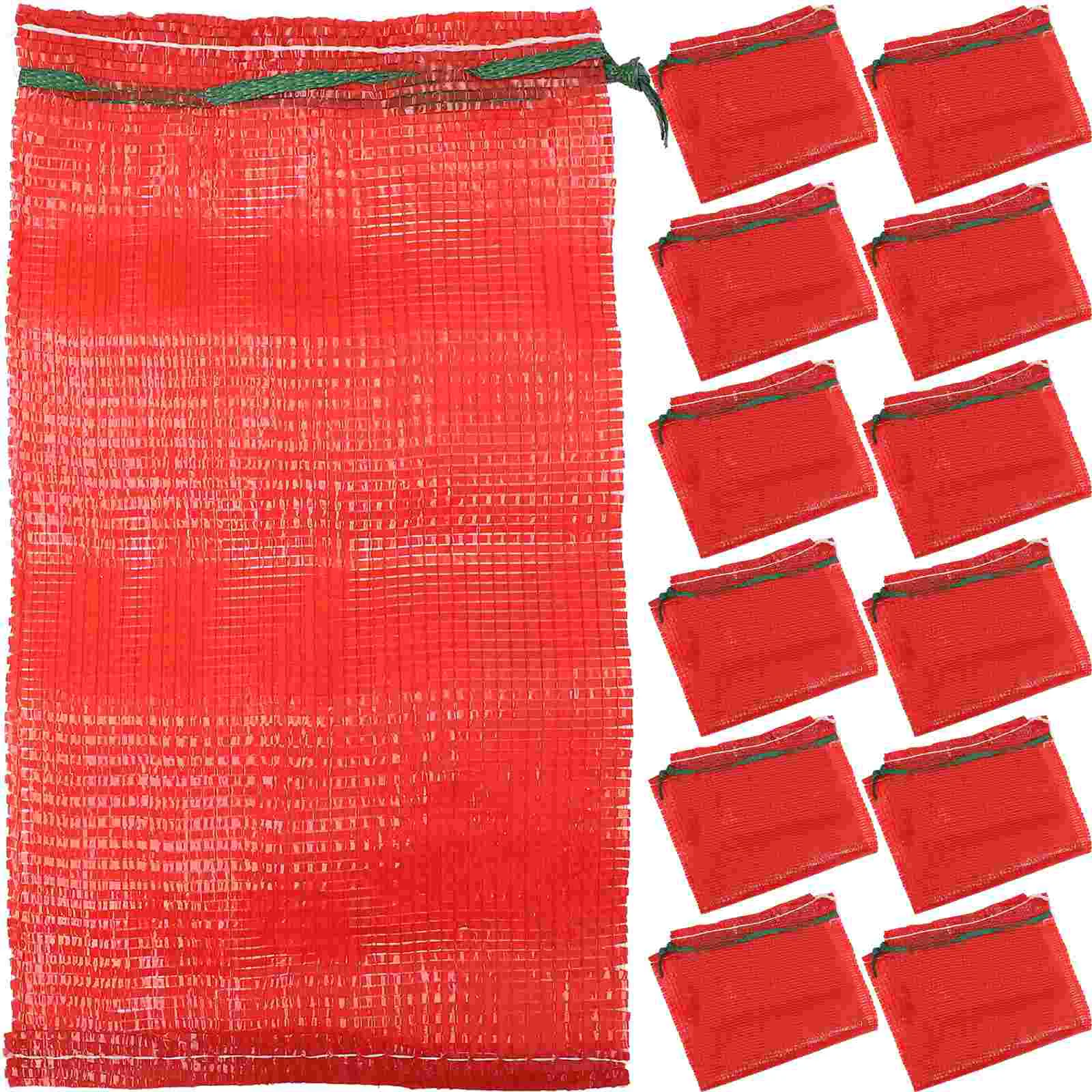 

25 Pcs Agricultural Products Packaging Thickened Mesh Woven Drawstring Bags 50pcs Storage Reusable Produce Net Red Potato Fruit