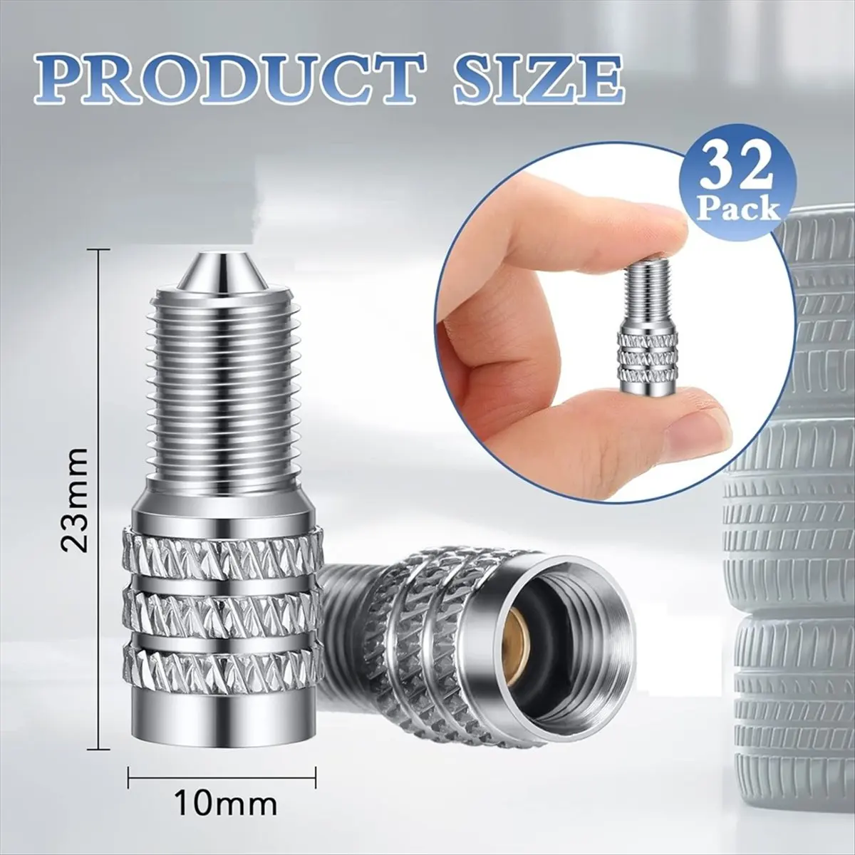 【WSFS】 32 Pcs Double Seal Valve Stem Cap Inflate Tire Valve Caps Through Tires Air Cap Metal Valve Cap