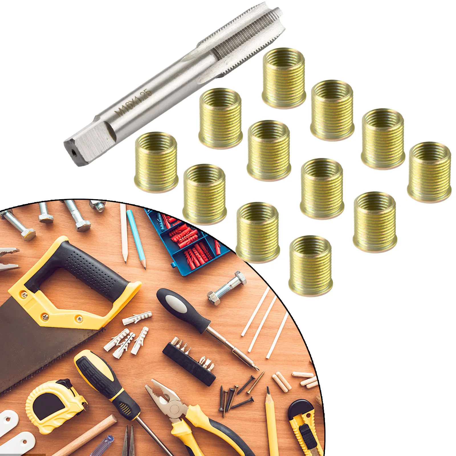 Industrial Thread Repair Kit Featuring M14x1.25 Inserts and M16x1.25 Tap for Power Generation Equipment and Motor Assemblies